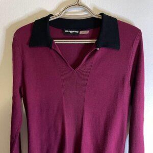 TOP - Maroon Ribbed Polo Karl Lagerfeld